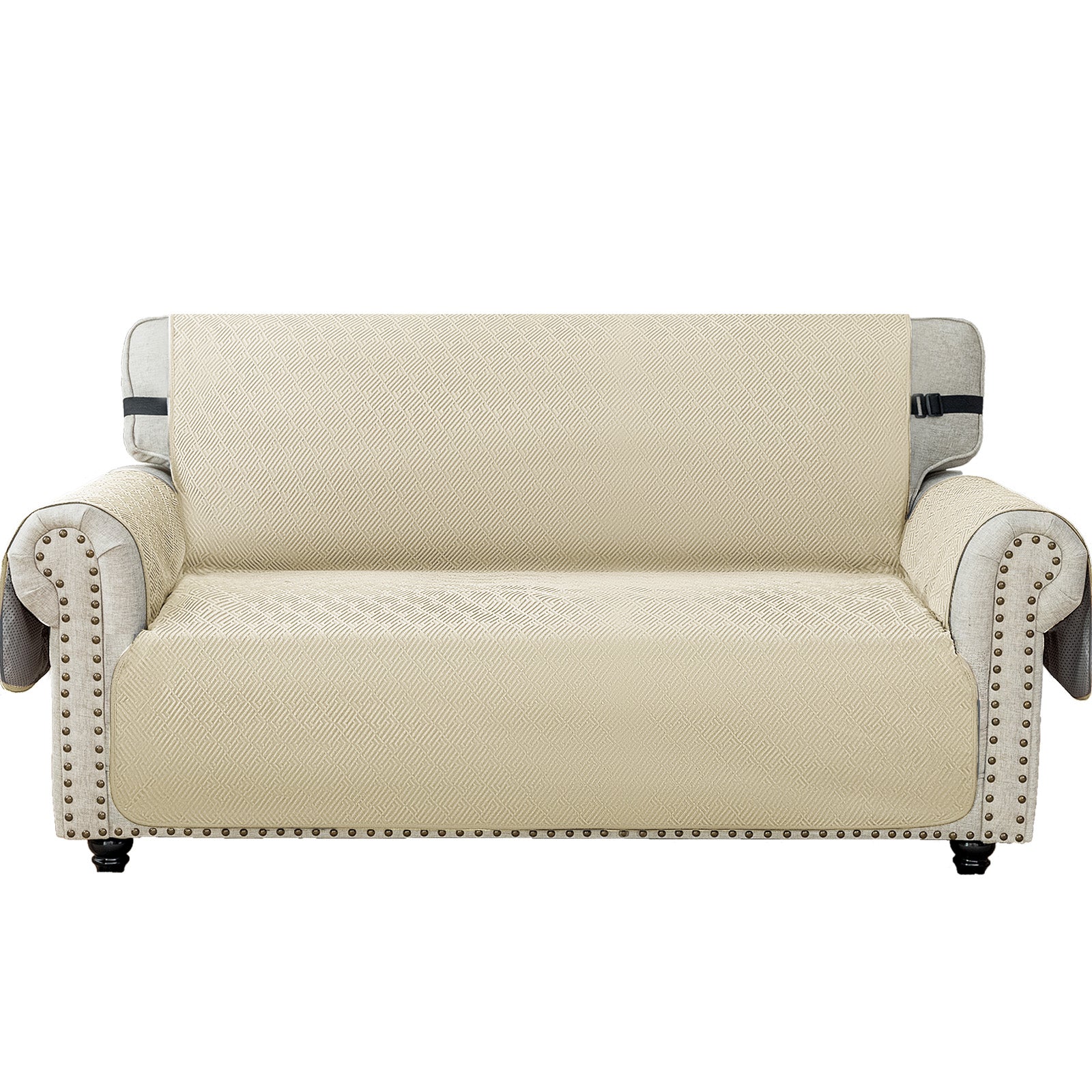 3 Seater Sofa Cover with Armrests in Non-Slip Scratch-Resistant Geometric Fabric