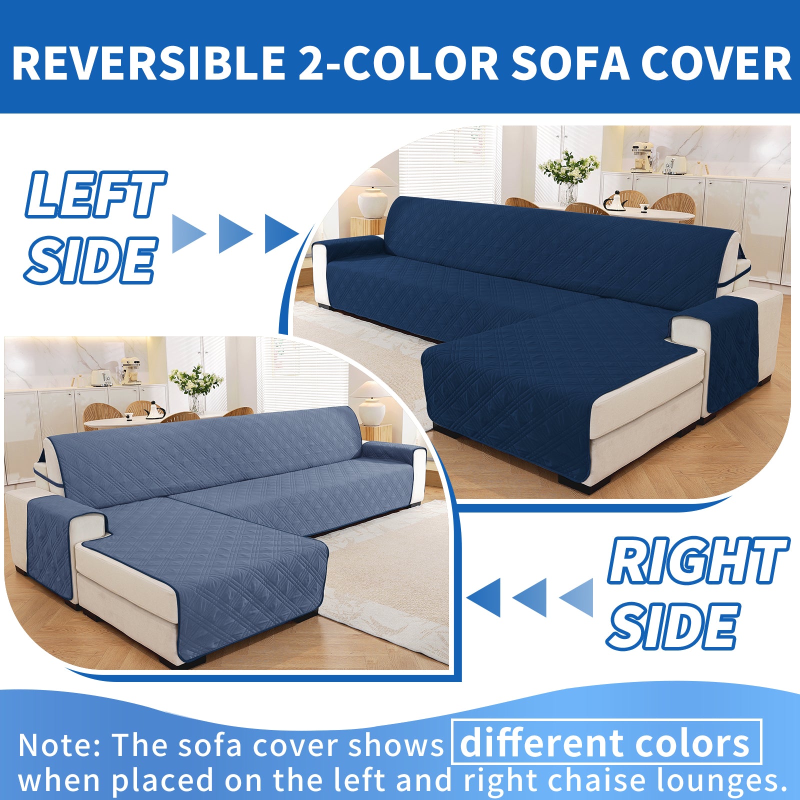 YSTYLE Reversible 4 Seater Corner Sofa Cover Quilted Anti Slip-YSTYLE