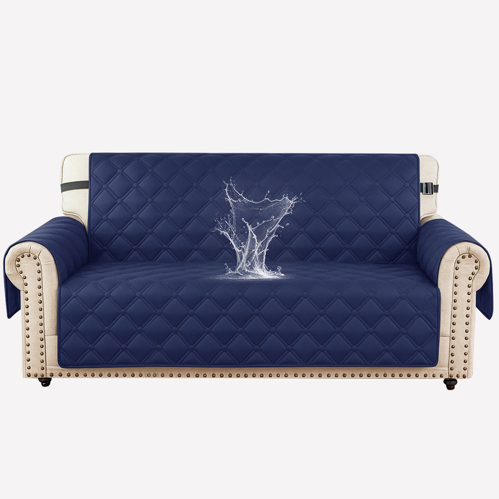 Ystyle Waterproof 2 Seater Sofa Cover with Armrests Side Pockets