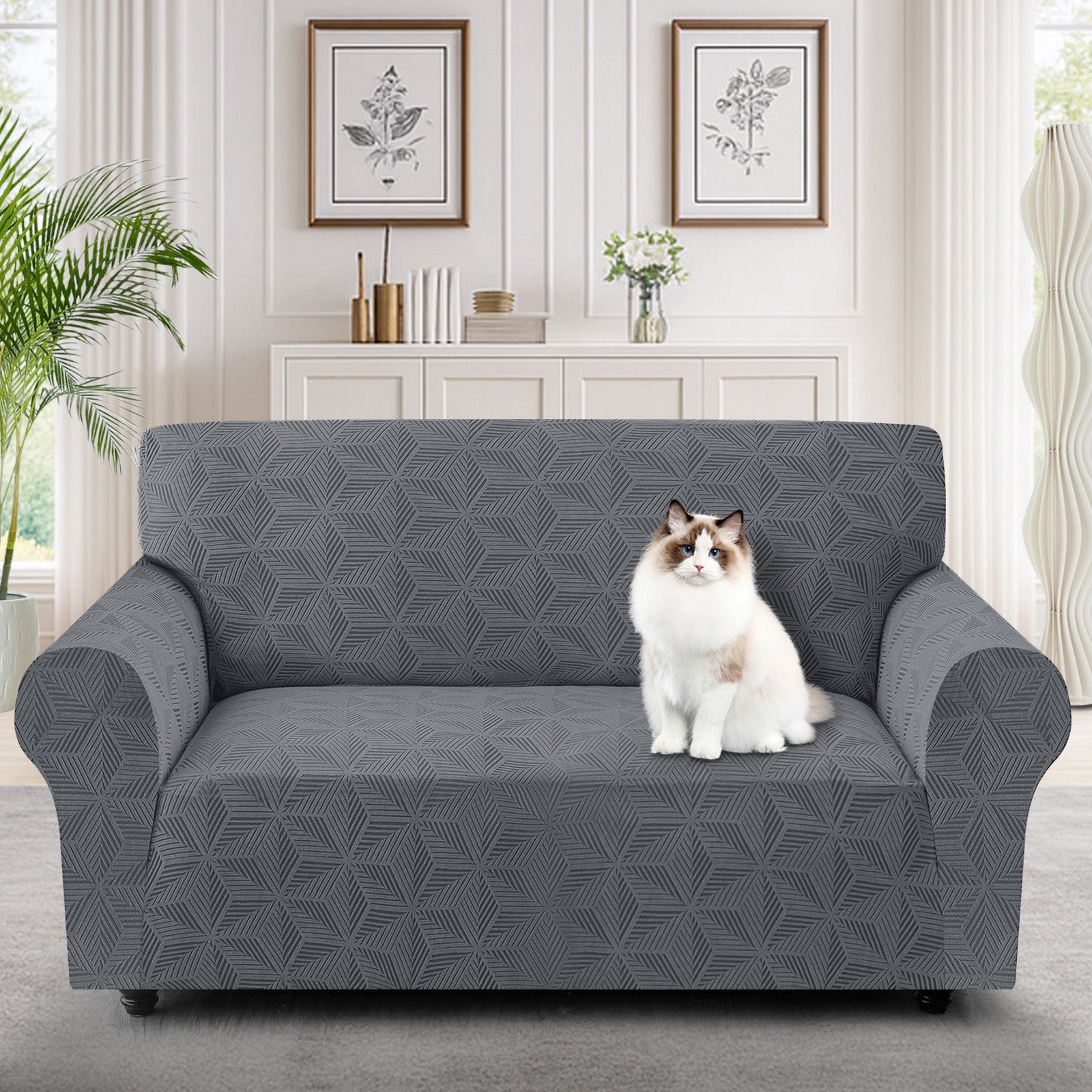 Ystyle 2-Seater Sofa Cover with Armrests, Stretch Sofa Cover, Universal Anti-Scratch Sofa Cover for Cats and Dogs, Non-Slip Sofa Cover, Washable Stain-Resistant Sofa Cover