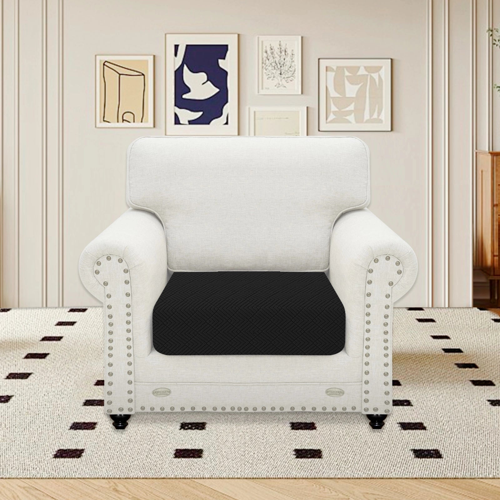 YSYLE 1 Pieza Cubierta de Almohada para Sofá – Ajuste Elástico, Uso Universal, Antideslizante, Resistente a Arañazos, Diseño Geométrico-Romboide