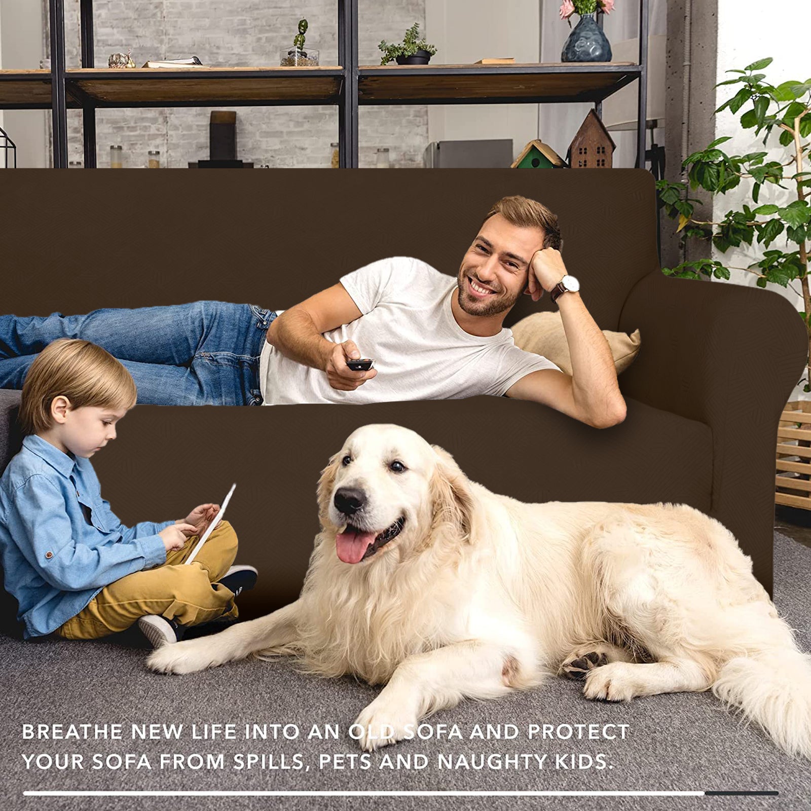 YSTYLE Hoch Stretch 3-Sitzer Sofa Bezug Anti-Rutsch Waschbar