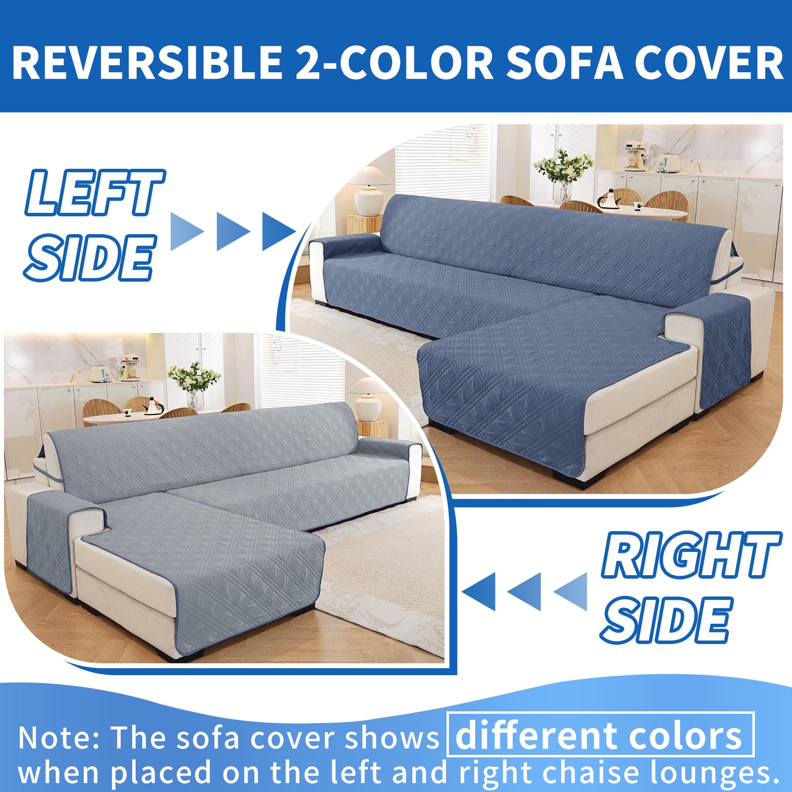YSTYLE Reversible 4 Seater Corner Sofa Cover Quilted Anti Slip-YSTYLE