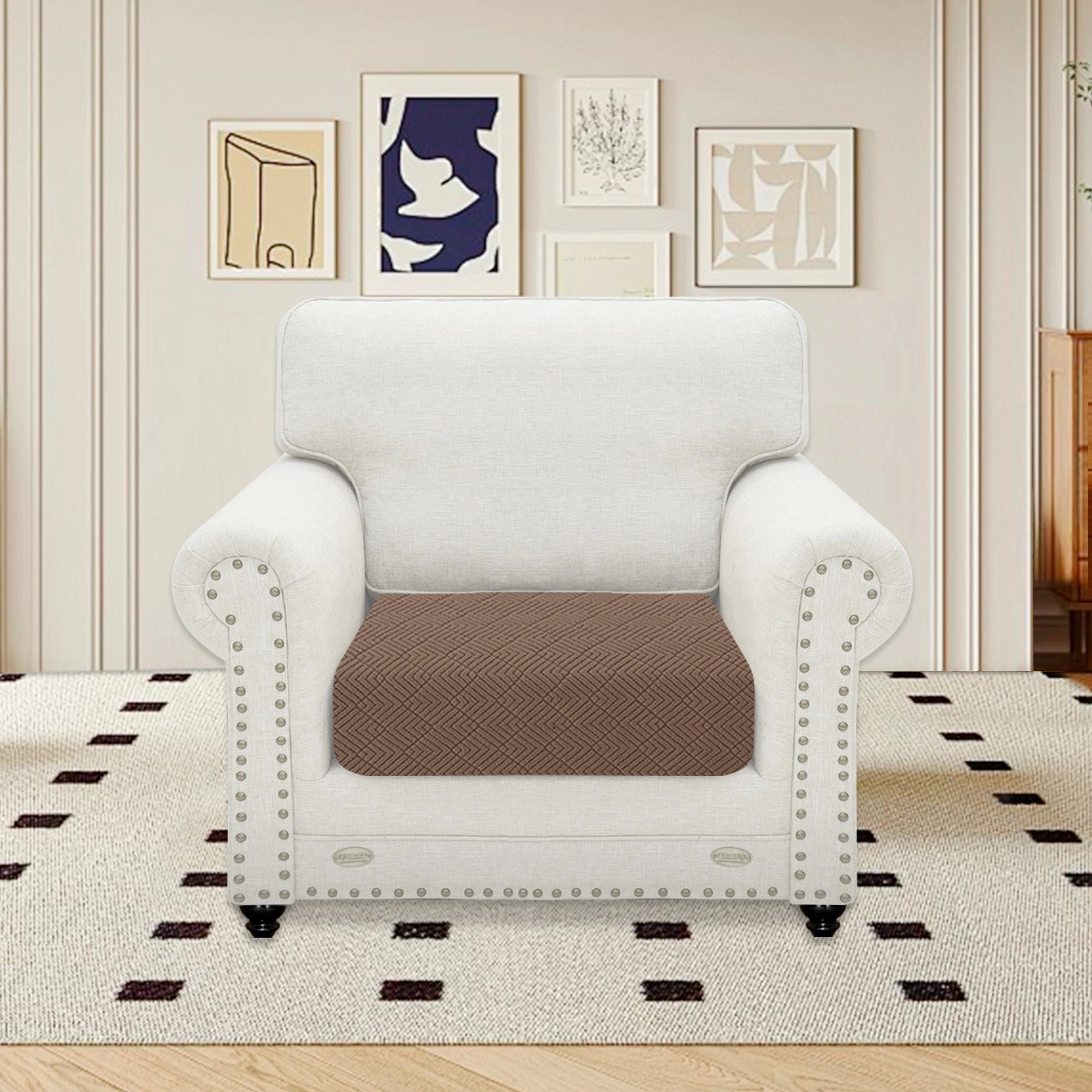 YSYLE 1 Pieza Cubierta de Almohada para Sofá – Ajuste Elástico, Uso Universal, Antideslizante, Resistente a Arañazos, Diseño Geométrico-Romboide