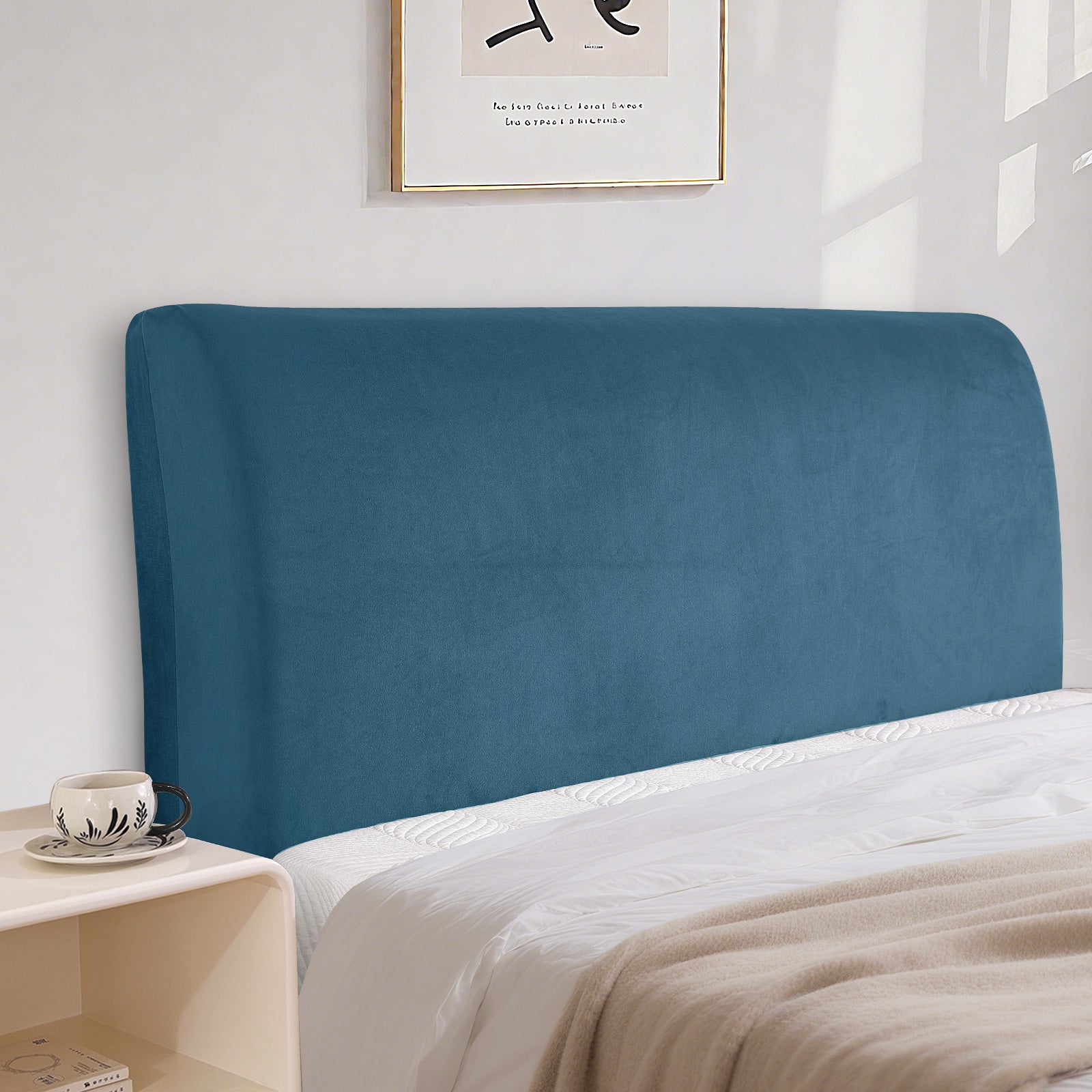 Ystyle 180cm Velvet Headboard Cover, Elastic Slipcover for Bed Headboard, Solid Color Washable Headboard Protector for Single/Double Beds