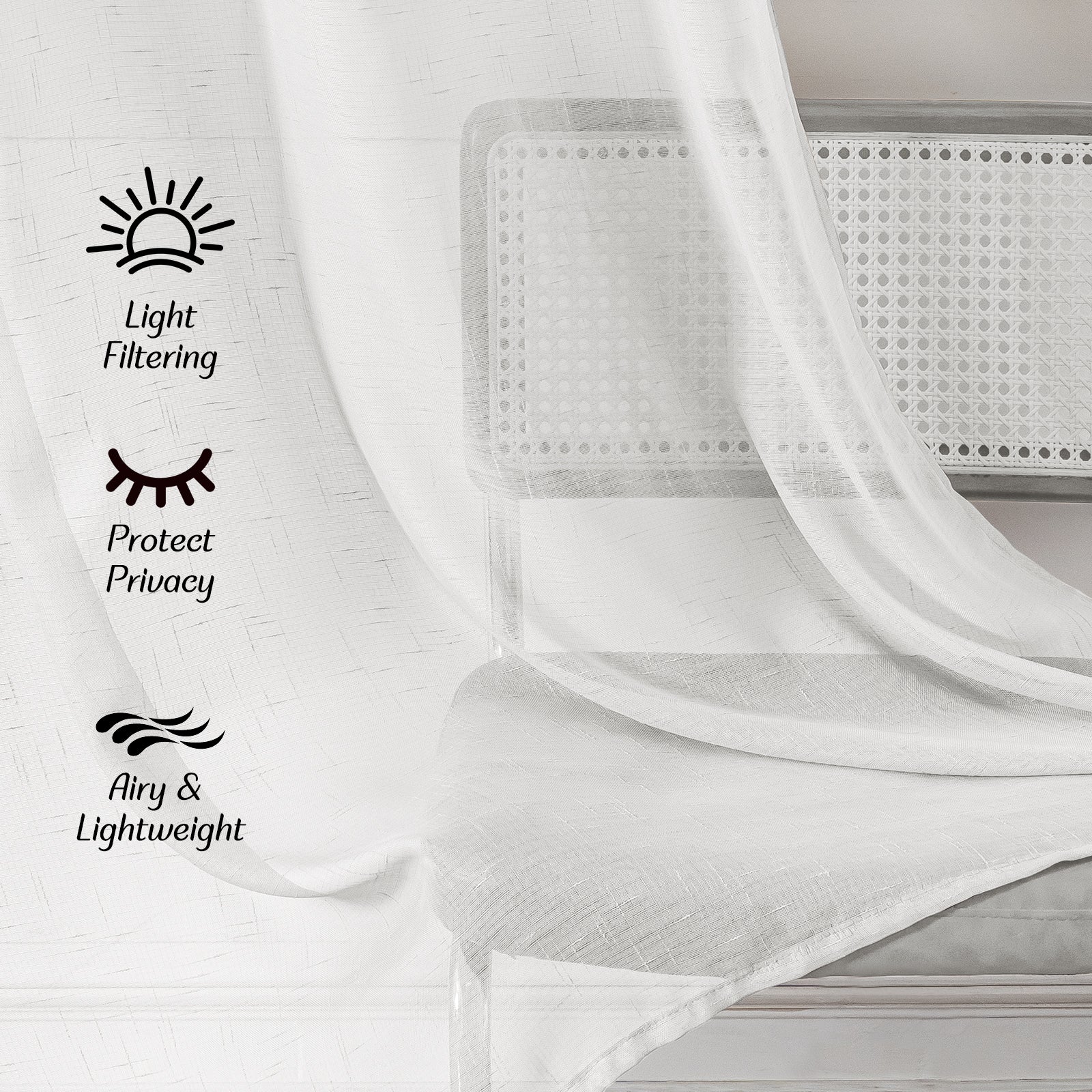 Ystyle 2 Panels Set,  Linen-Effect Indoor Curtains, 70x240 cm, Living Room Window Curtains with Cross Weave, Kitchen Voile Curtains with Rod Pocket, Modern Lightweight Bedroom Curtains