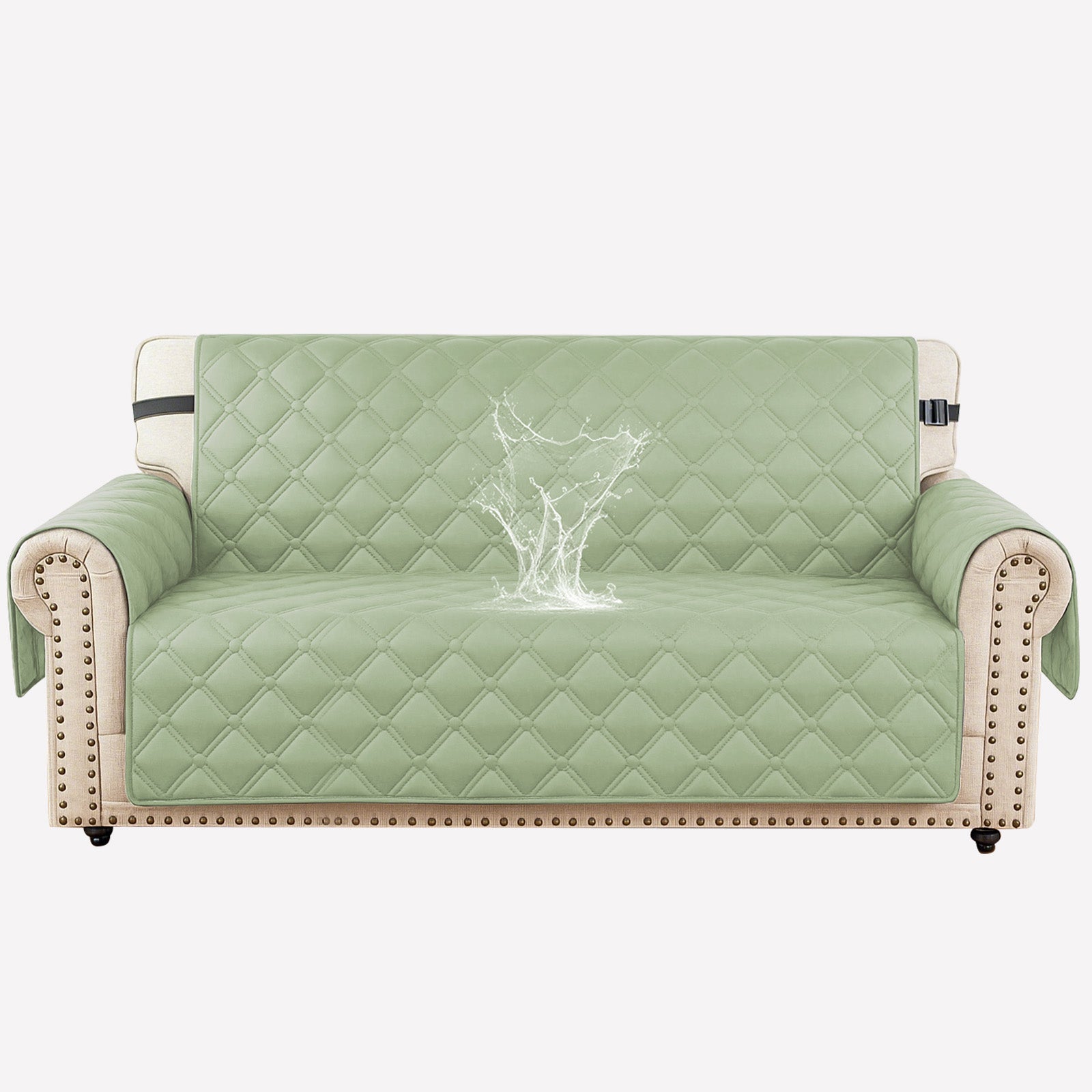 Ystyle Waterproof 2 Seater Sofa Cover with Armrests Side Pockets