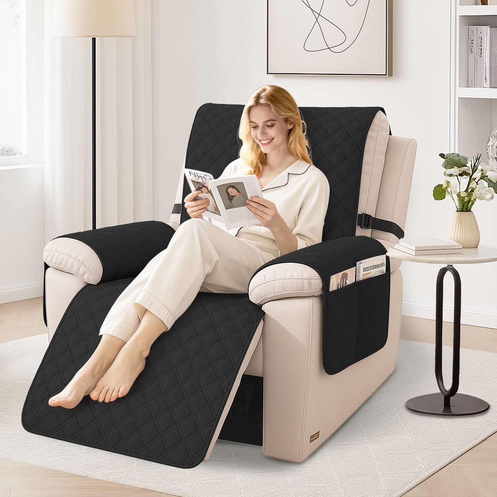 YSTYLE Waterproof Armchair Cover with Pockets and Non Slip Backing-YSTYLE