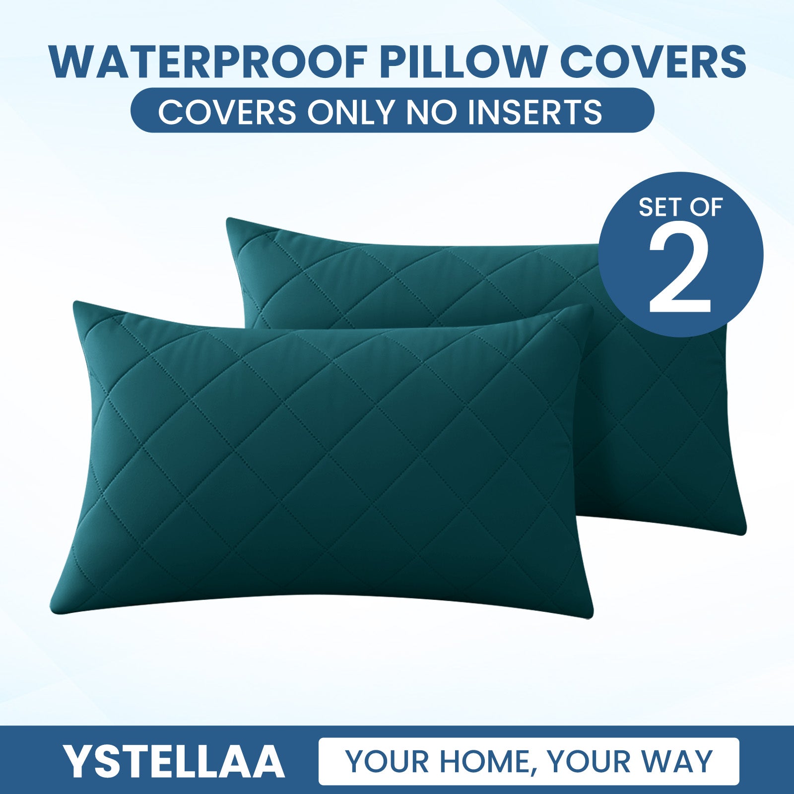YSTYLE 2 Pieces Waterproof Bed Pillowcases 50x80cm Anti Mite-YSTYLE