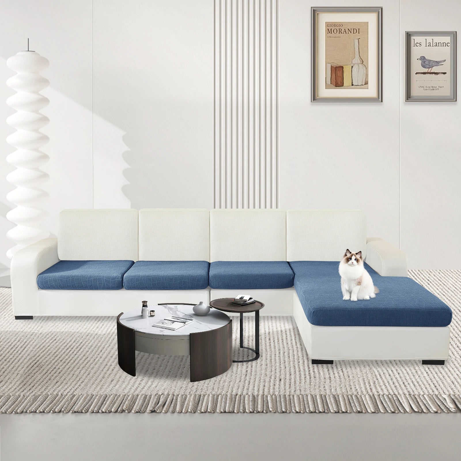 ESTILO Y-L Forma & Asiento de 3 Plazas Cubierta de Almohada Impermeable – Ajuste elástico, Antideslizante, Elástica, Lavable, Uso Universal-Onda