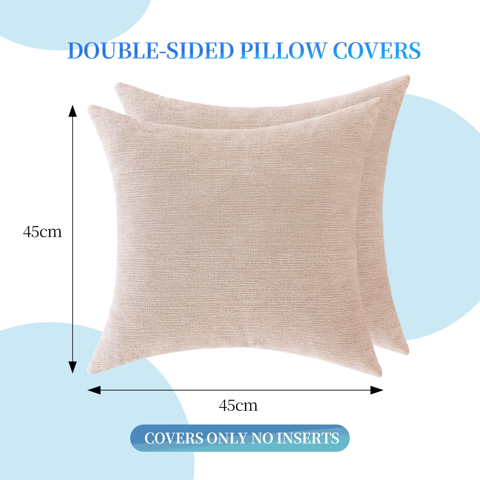 Ystyle 2 Pieces Linen Cushion Covers 45 x 45 cm, Decorative Sofa Cushion Covers, Invisible Zipper, Modern, Comfortable Sturdy, for Living Room, Bedroom