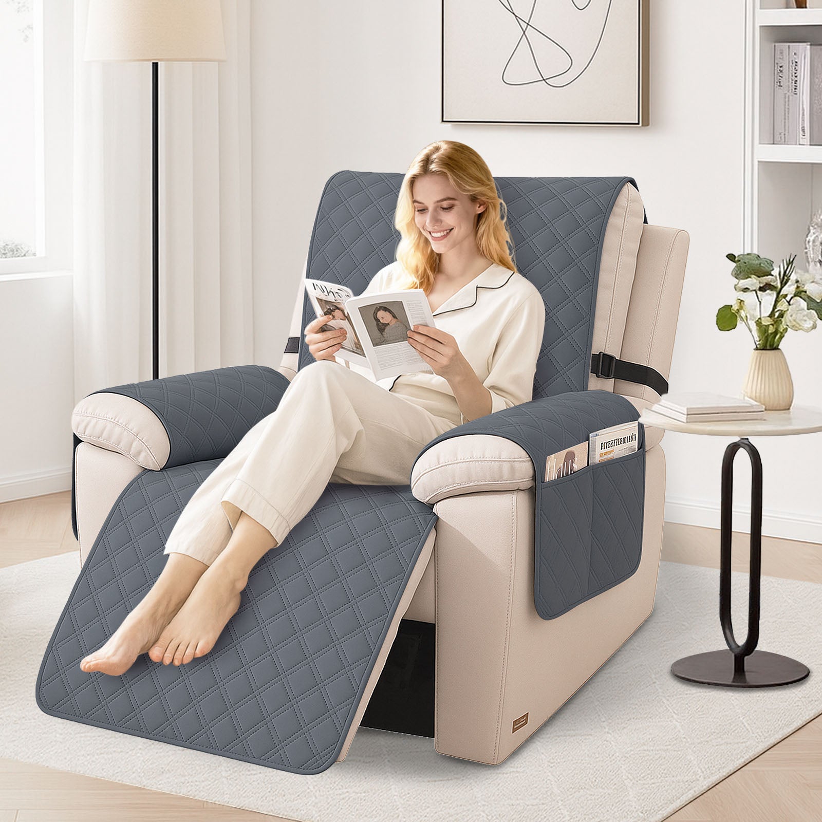 YSTYLE Waterproof Armchair Cover with Pockets and Non Slip Backing-YSTYLE