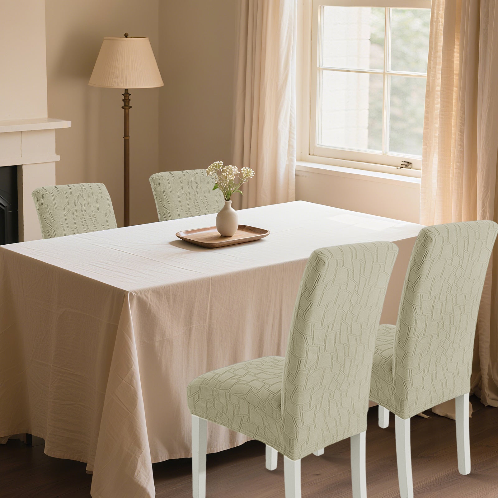 Ystyle 4-Piece Chair Covers with Backrest, Elastic Living Room Kitchen Chair Slipcovers, Soft Comfortable Anti-Scratch Chair Covers, Easy to Clean and Durable, Washable Removable