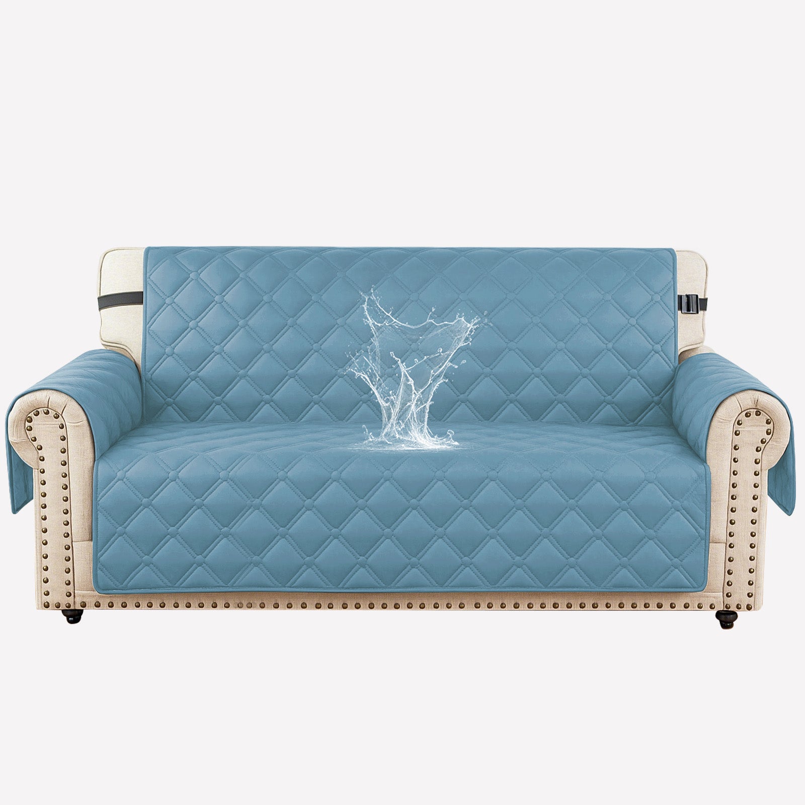 Ystyle Waterproof 2 Seater Sofa Cover with Armrests Side Pockets