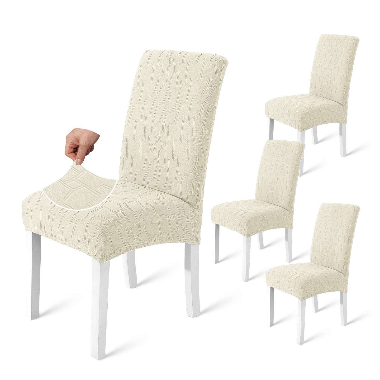 Ystyle 4-Piece Chair Covers with Backrest, Elastic Living Room Kitchen Chair Slipcovers, Soft Comfortable Anti-Scratch Chair Covers, Easy to Clean and Durable, Washable Removable