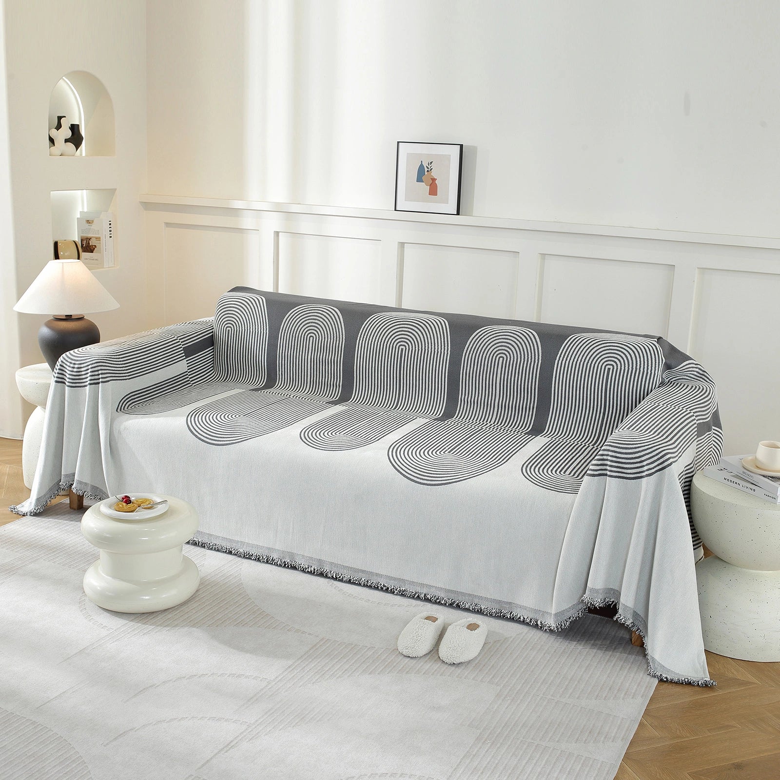 Manta de sofá para 4 personas YSTYLE, anti-polvo, fácil de cuidar, lanzamiento decorativo, semicircular. 
