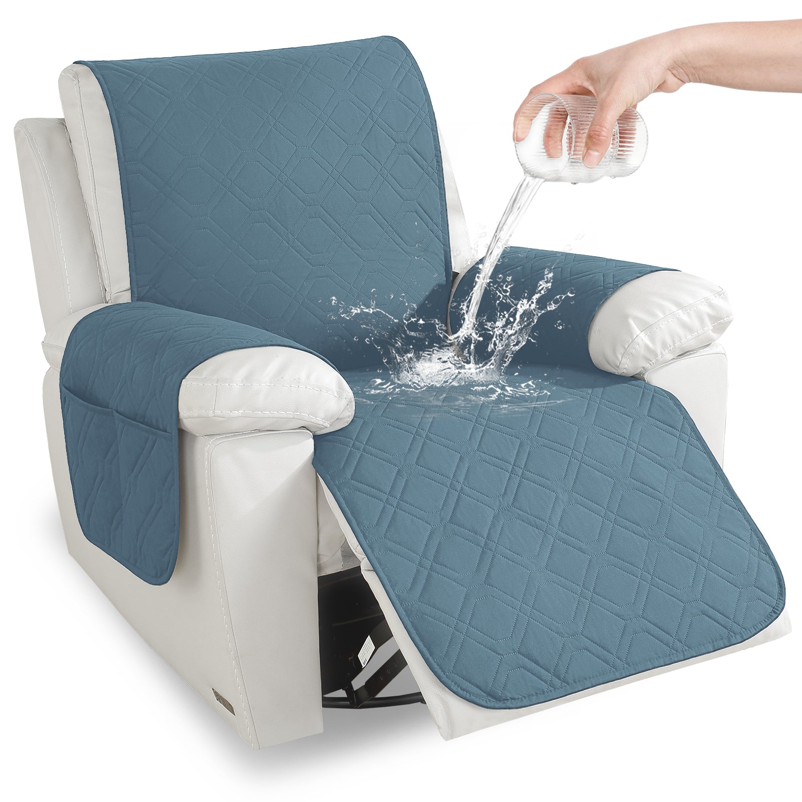 Waterproof Recliner Armchair Cover with Armrests Anti Slip Pockets