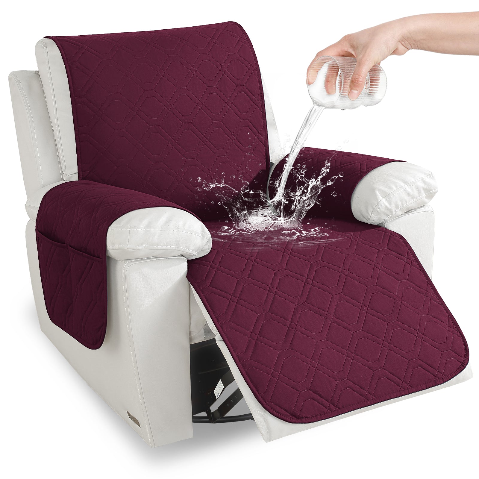 Larger imperméable Recliner Armchair couverture with accoudoirs antidérapant Pockets