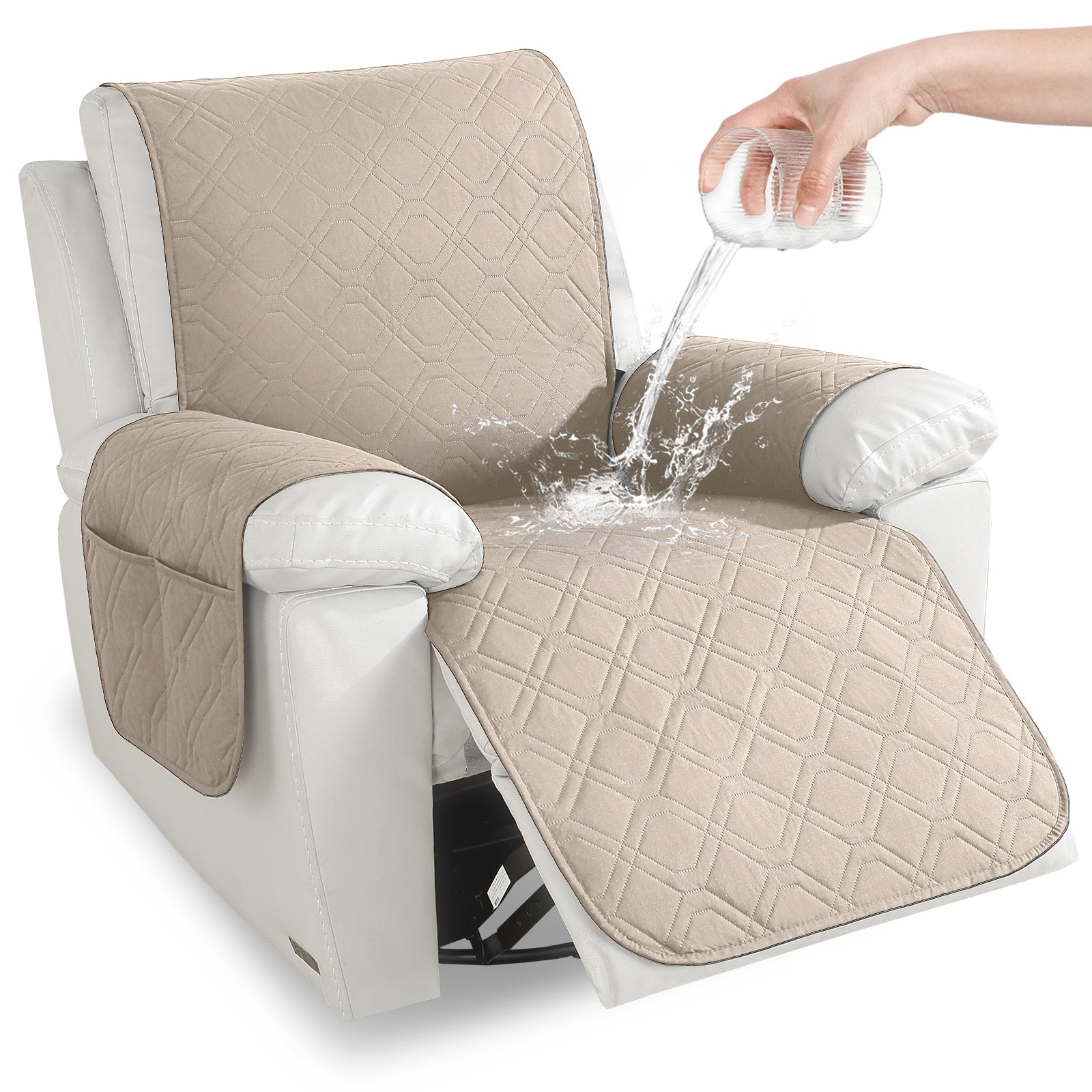 Larger imperméable Recliner Armchair couverture with accoudoirs antidérapant Pockets