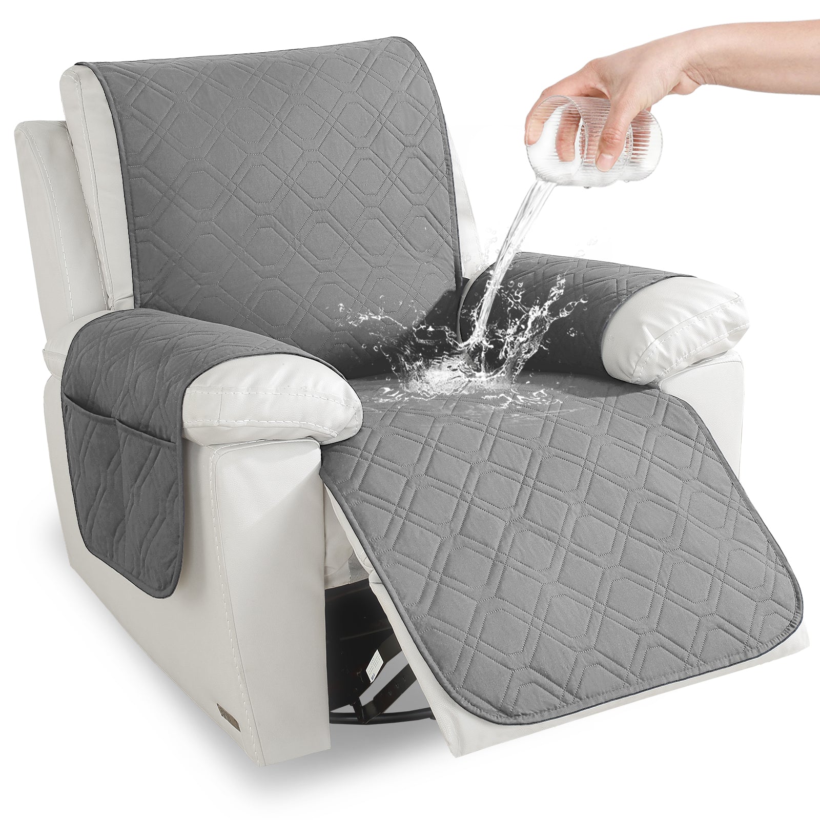 Waterproof Recliner Armchair Cover with Armrests Anti Slip Pockets