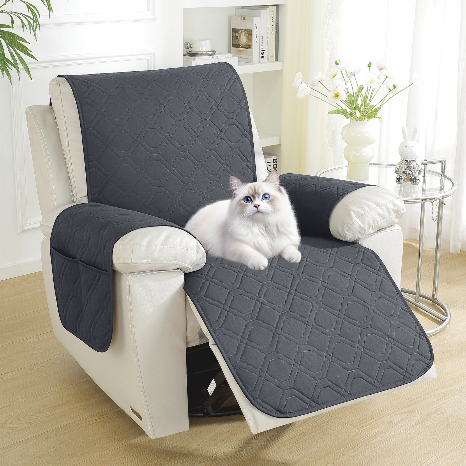 Larger imperméable Recliner Armchair couverture with accoudoirs antidérapant Pockets