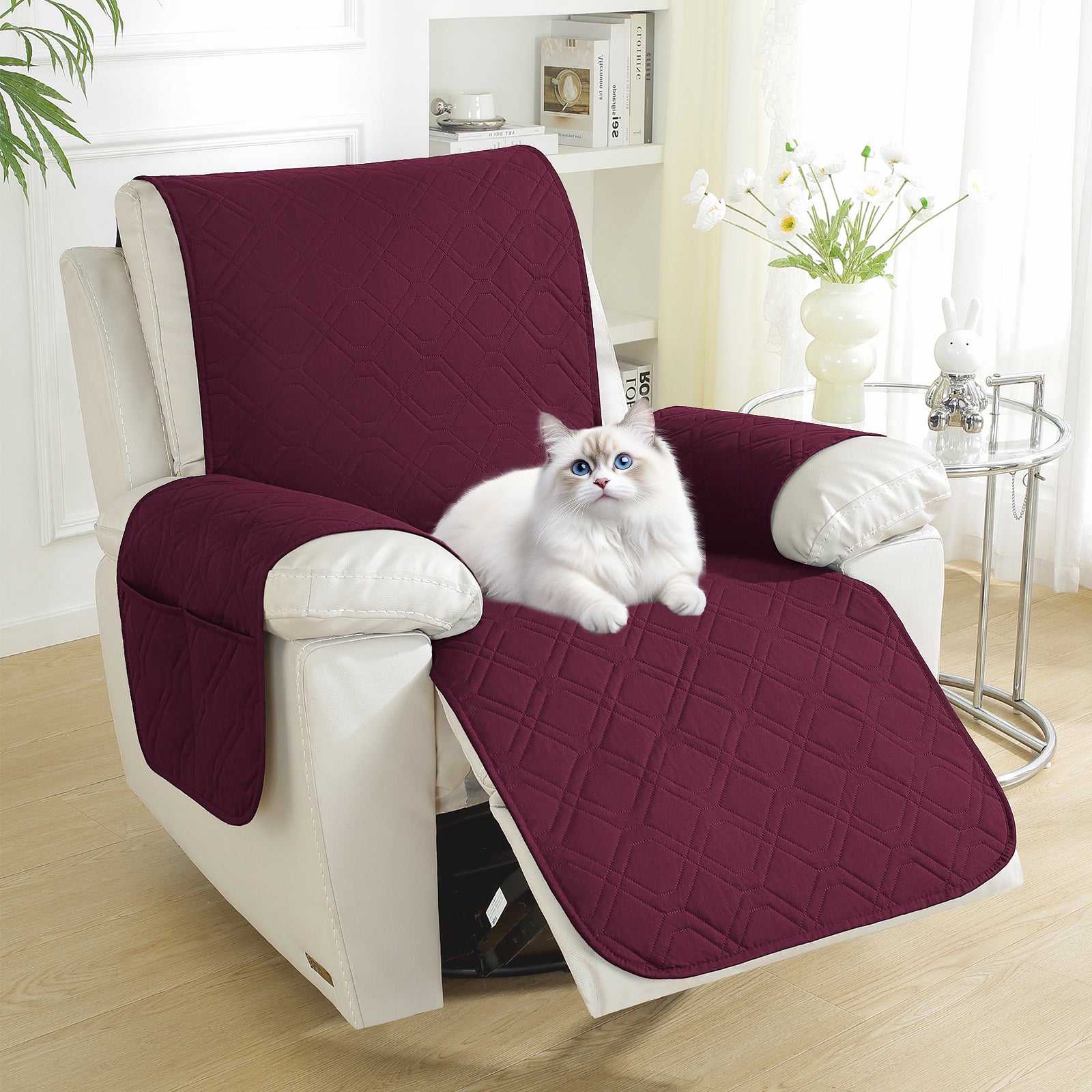 Larger imperméable Recliner Armchair couverture with accoudoirs antidérapant Pockets