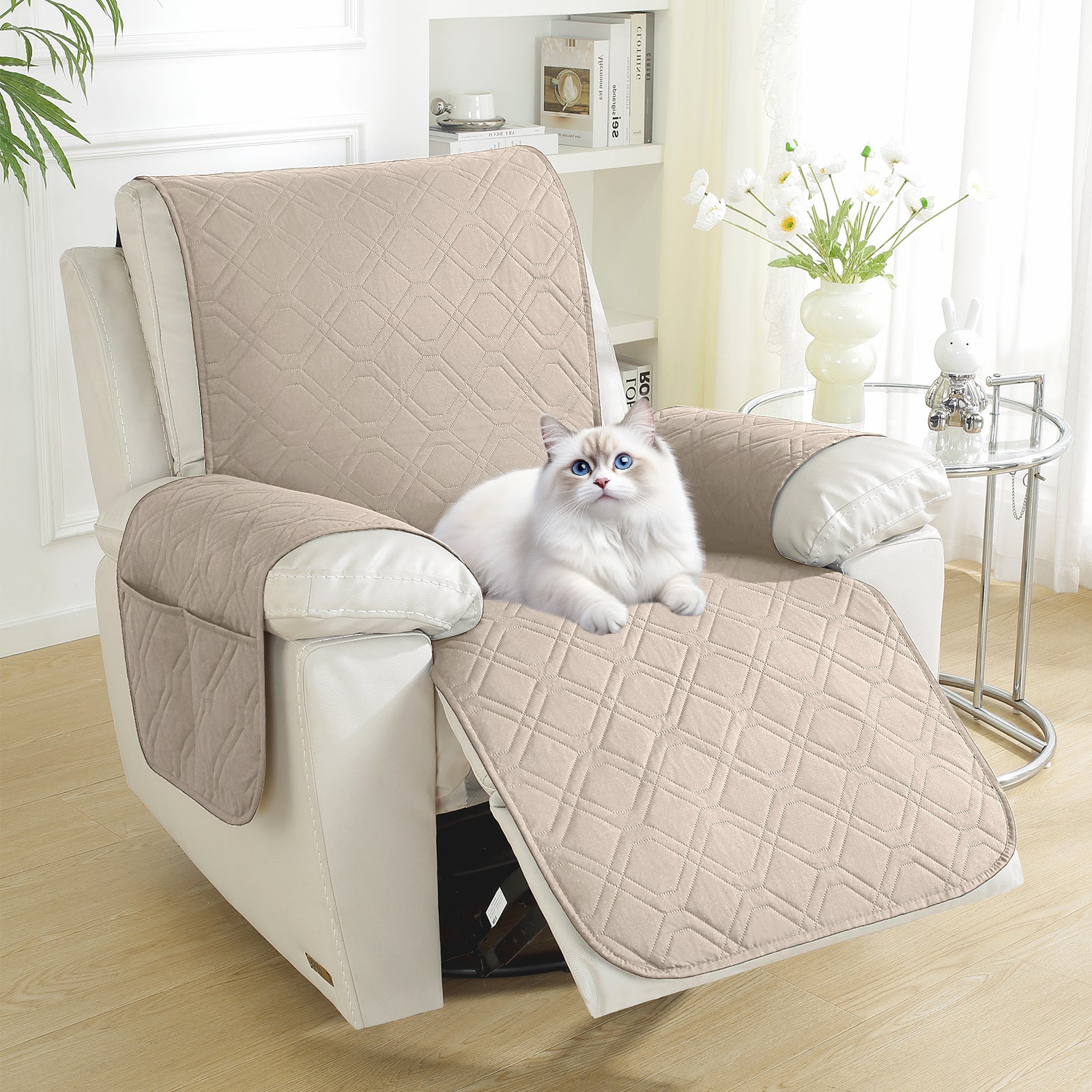 Larger imperméable Recliner Armchair couverture with accoudoirs antidérapant Pockets
