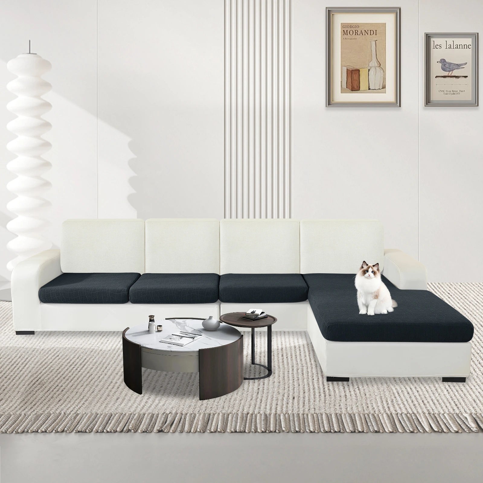 ESTILO Y-L Forma & Asiento de 3 Plazas Cubierta de Almohada Impermeable – Ajuste elástico, Antideslizante, Elástica, Lavable, Uso Universal-Onda