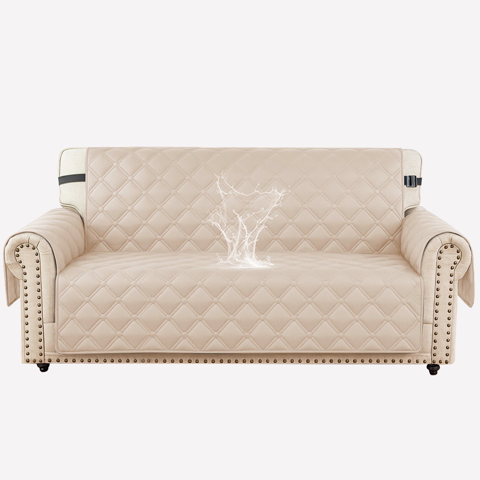 Ystyle Waterproof 2 Seater Sofa Cover with Armrests Side Pockets