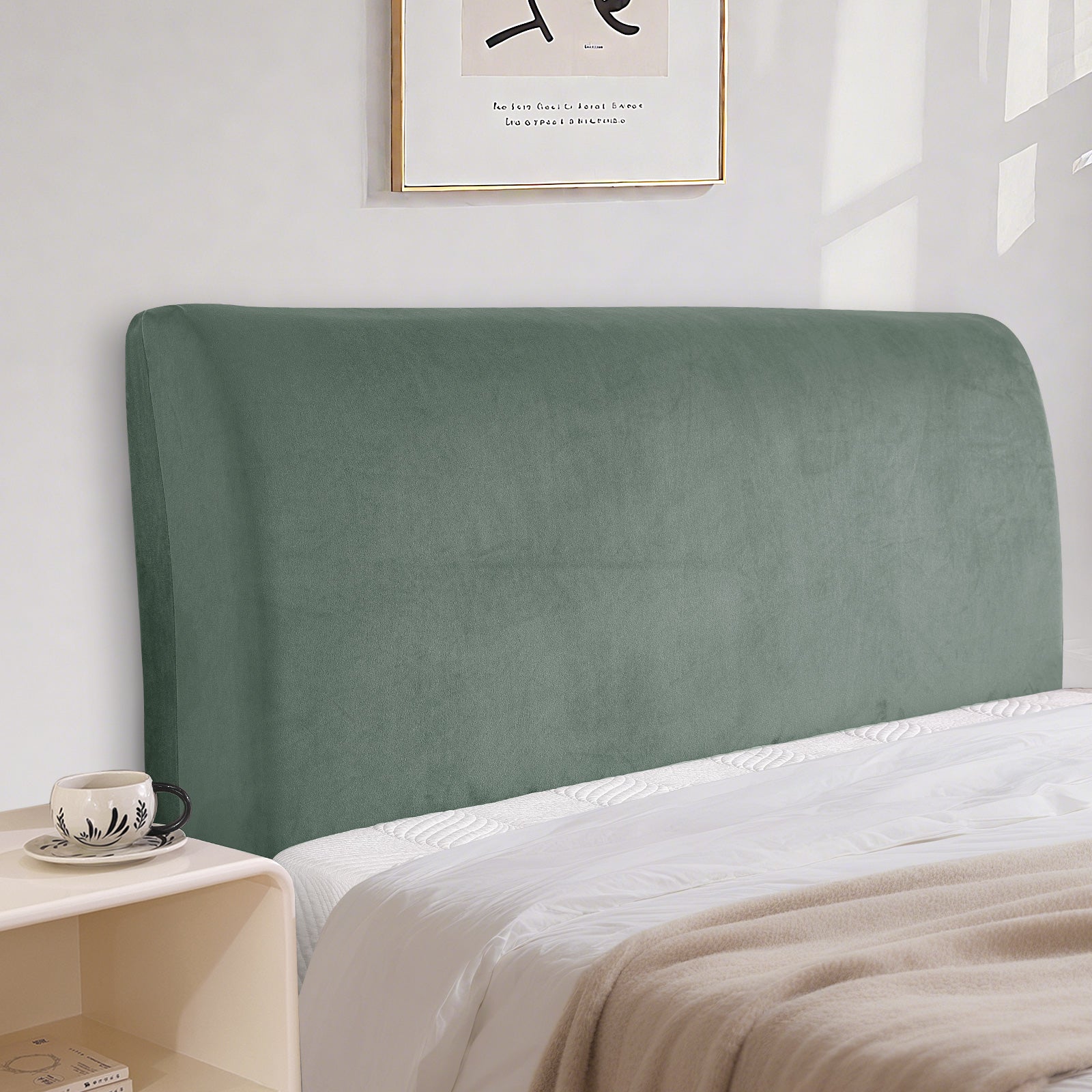 Ystyle 180cm Velvet Headboard Cover, Elastic Slipcover for Bed Headboard, Solid Color Washable Headboard Protector for Single/Double Beds