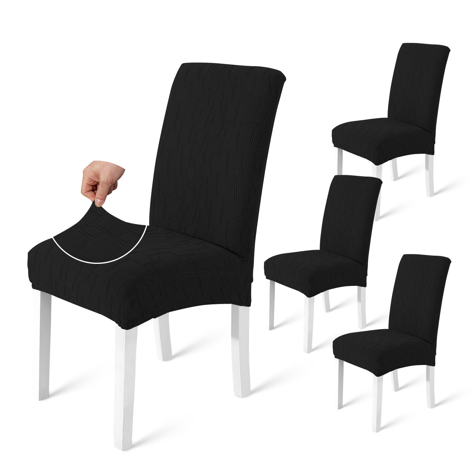 Ystyle 4-Piece Chair Covers with Backrest, Elastic Living Room Kitchen Chair Slipcovers, Soft Comfortable Anti-Scratch Chair Covers, Easy to Clean and Durable, Washable Removable