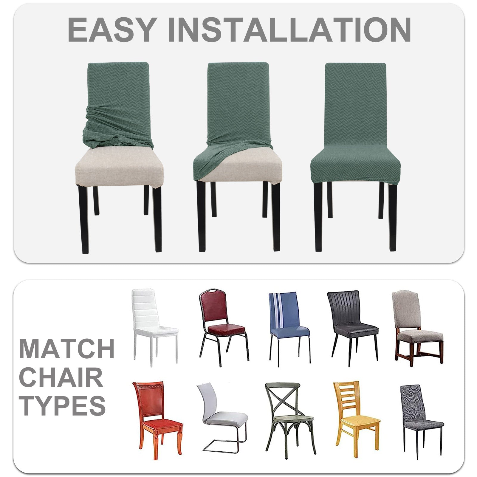 YSTYLE 6 Stück Stretch-Esszimmerstuhlbezüge Diamant-Jacquard