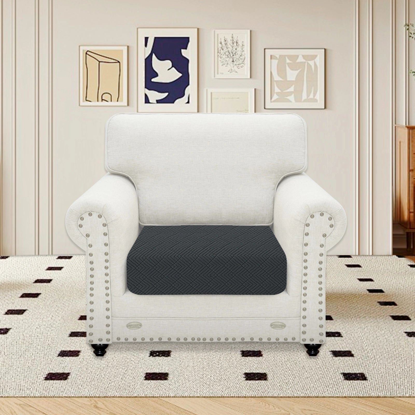 YSYLE 1 Pieza Cubierta de Almohada para Sofá – Ajuste Elástico, Uso Universal, Antideslizante, Resistente a Arañazos, Diseño Geométrico-Romboide