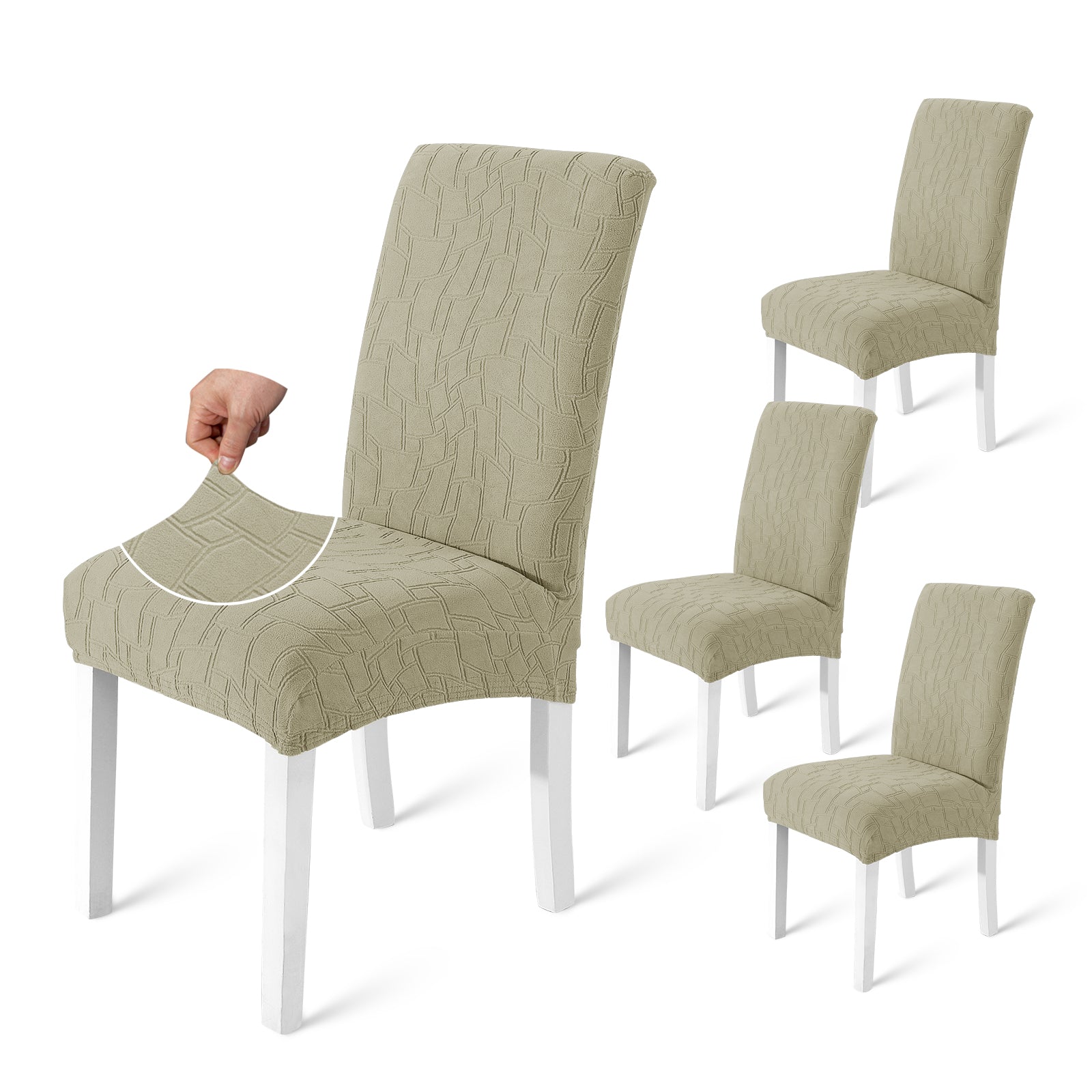 Ystyle 4-Piece Chair Covers with Backrest, Elastic Living Room Kitchen Chair Slipcovers, Soft Comfortable Anti-Scratch Chair Covers, Easy to Clean and Durable, Washable Removable