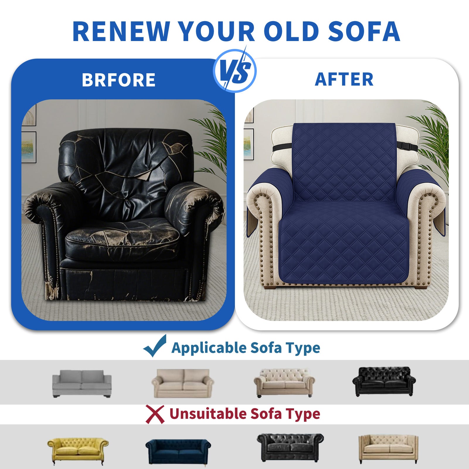 Ystyle 100% Waterproof 2 Seater Sofa Cover with Side Pockets