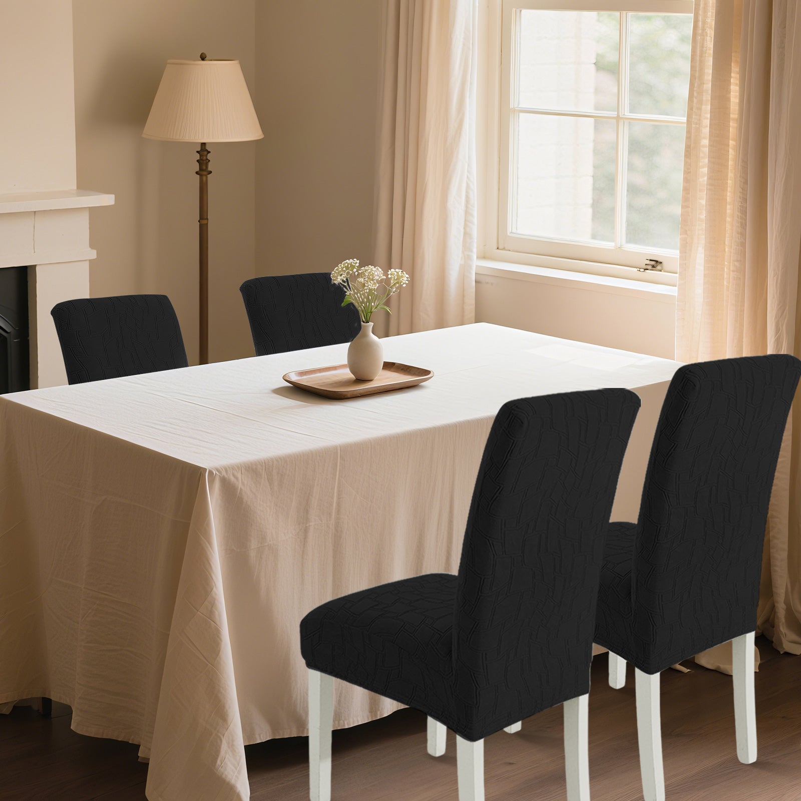 Ystyle 4-Piece Chair Covers with Backrest, Elastic Living Room Kitchen Chair Slipcovers, Soft Comfortable Anti-Scratch Chair Covers, Easy to Clean and Durable, Washable Removable