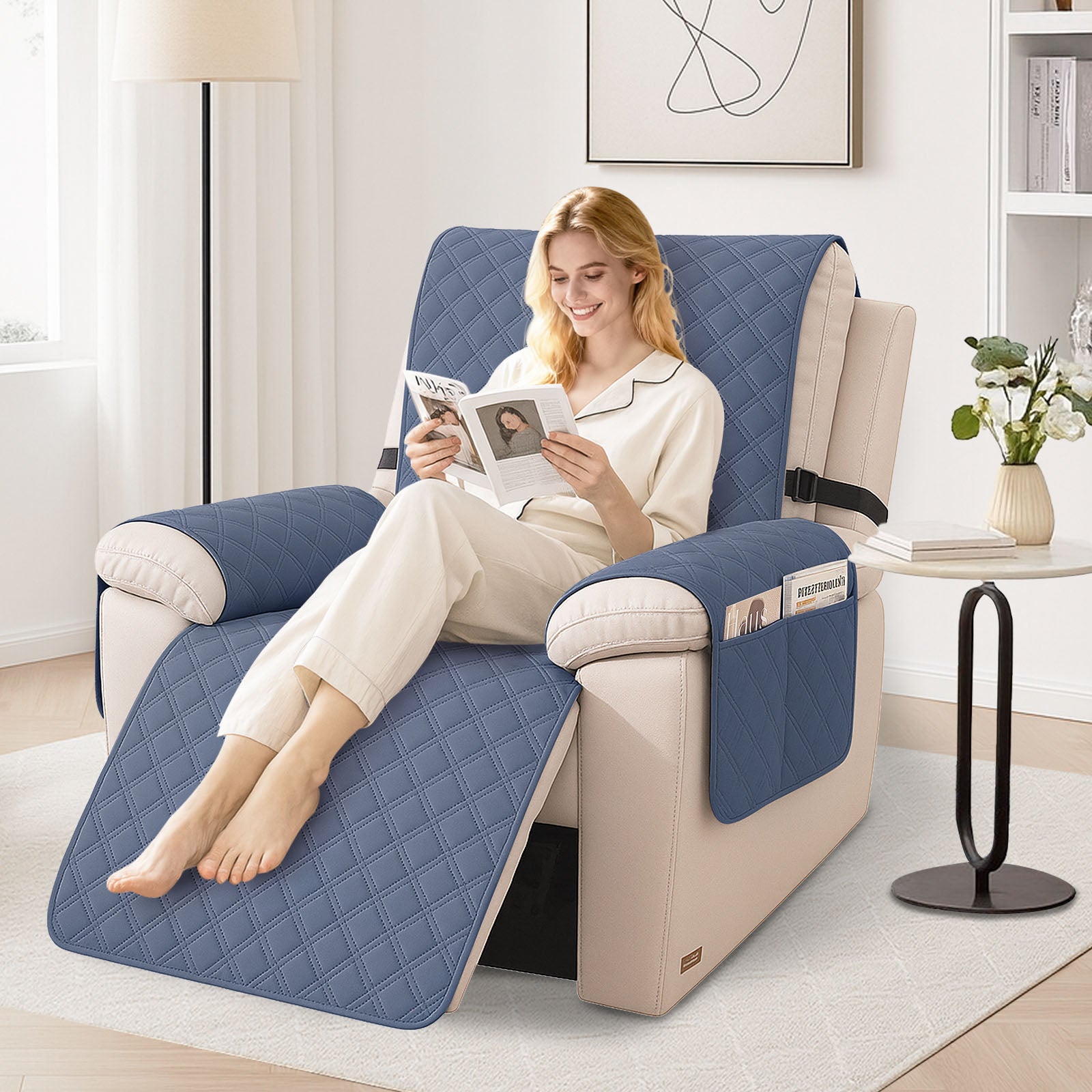 YSTYLE Waterproof Armchair Cover with Pockets and Non Slip Backing-YSTYLE