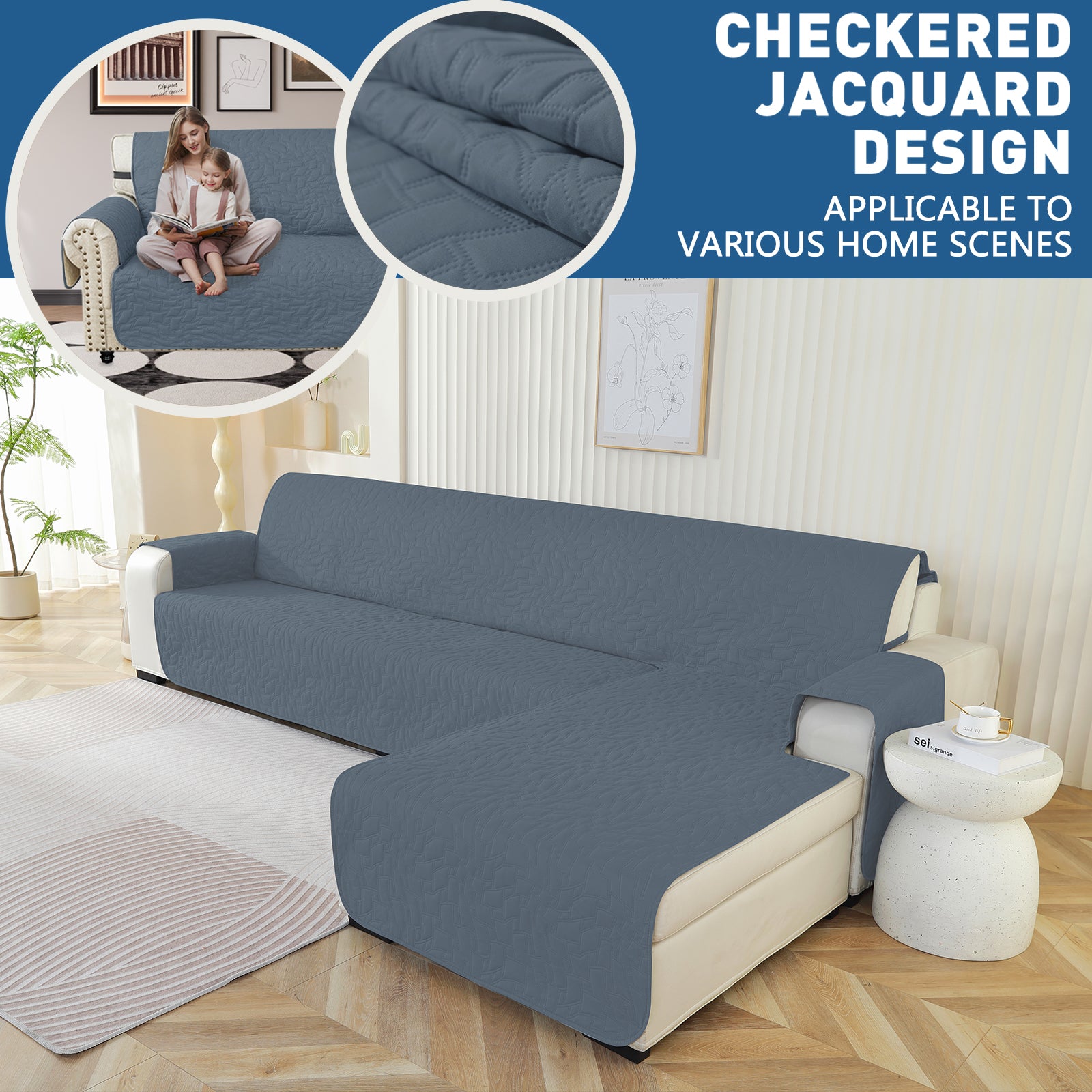 Copertura Impermeabile Reversibile per Divano Angolare a 4 Posti Penisola | YSTYLE