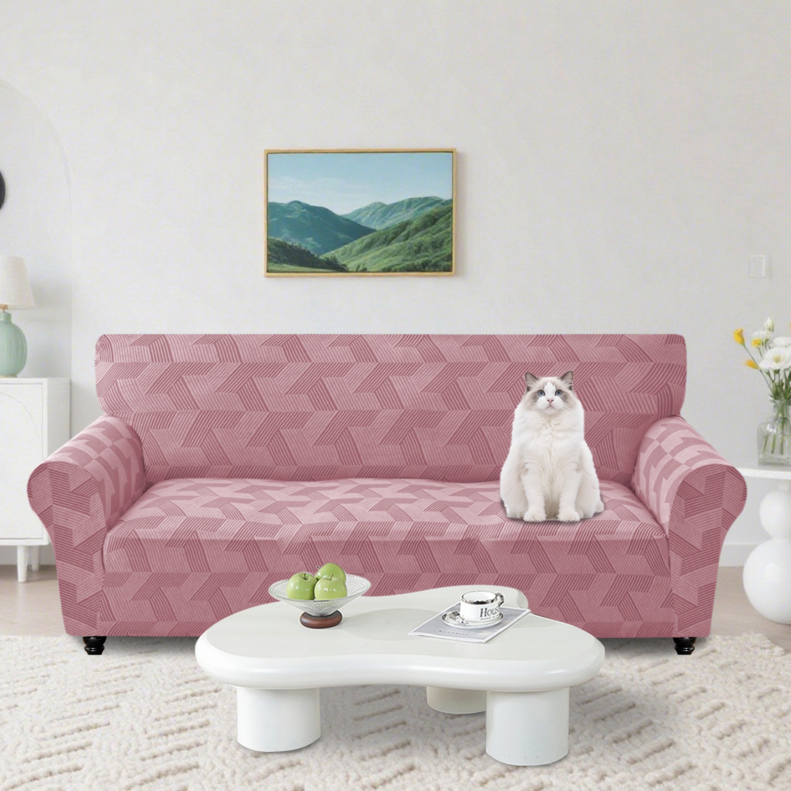 Ystyle 1-Seat Sofa Cover with Armrests, Elastic Universal Sofa Protector, Stain-Resistant & Non-Slip Sofa Slipcover, Anti-Scratch, Super Stretch, Machine Washable