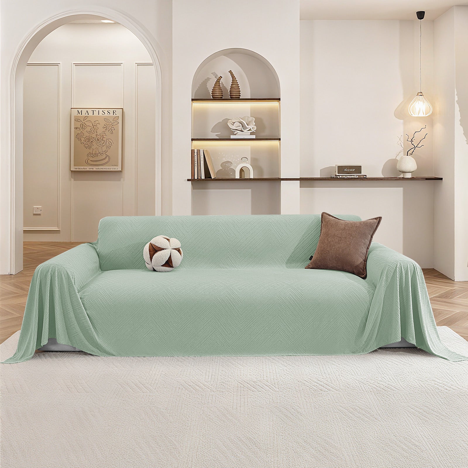 Ystyle 3 Seater Sofa Cover, 180x340 cm, Anti-Claw Protection, Soft Universal Sofa Cover, Anti-Dust, Large Size Modern Washable Sofa Throw