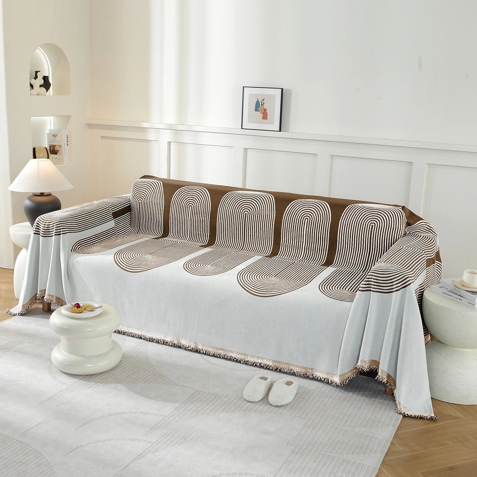Manta de sofá para 2 personas YSTYLE, anti-polvo, fácil de cuidar, lanzamiento decorativo, semicircular. 