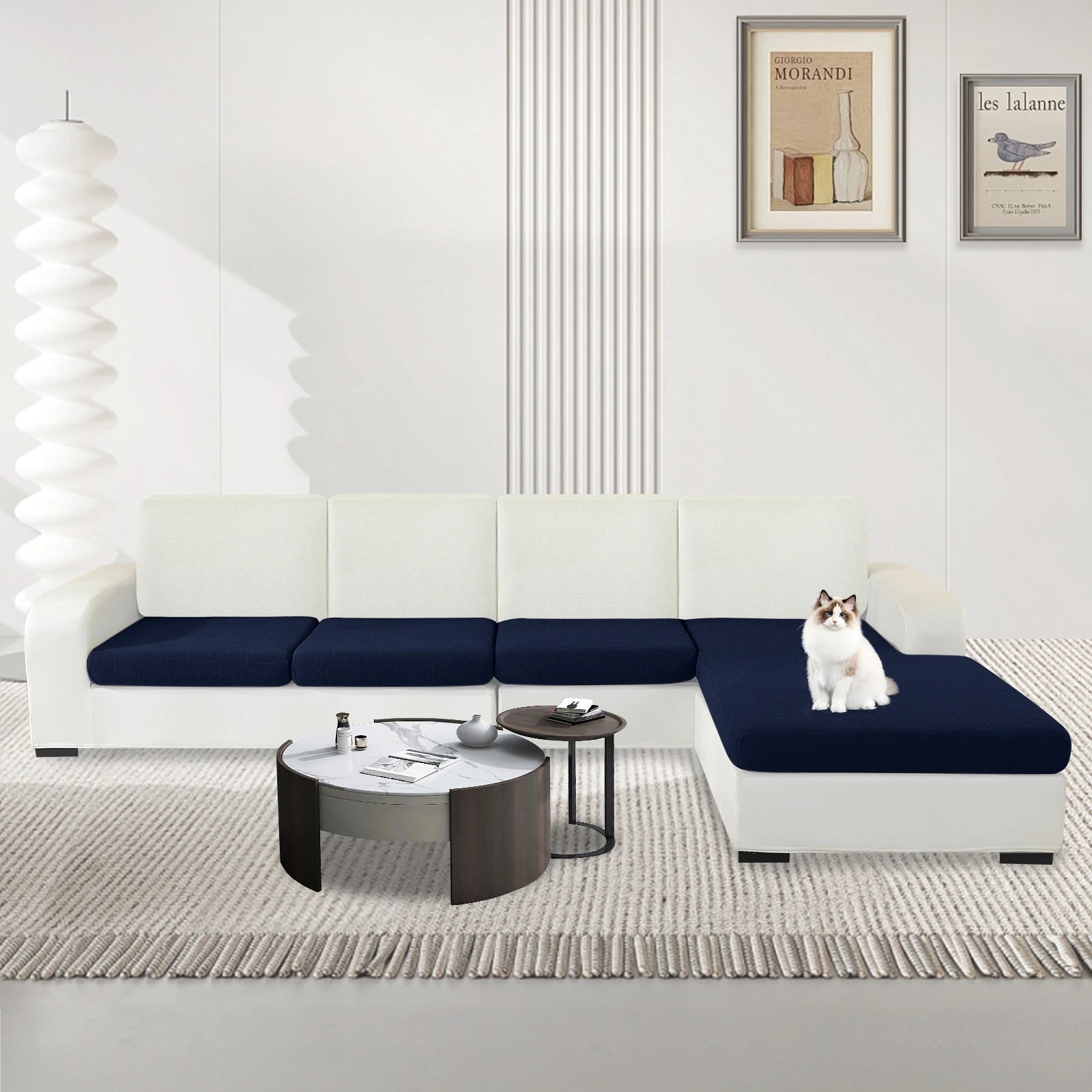 ESTILO Y-L Forma & Asiento de 3 Plazas Cubierta de Almohada Impermeable – Ajuste elástico, Antideslizante, Elástica, Lavable, Uso Universal-Onda