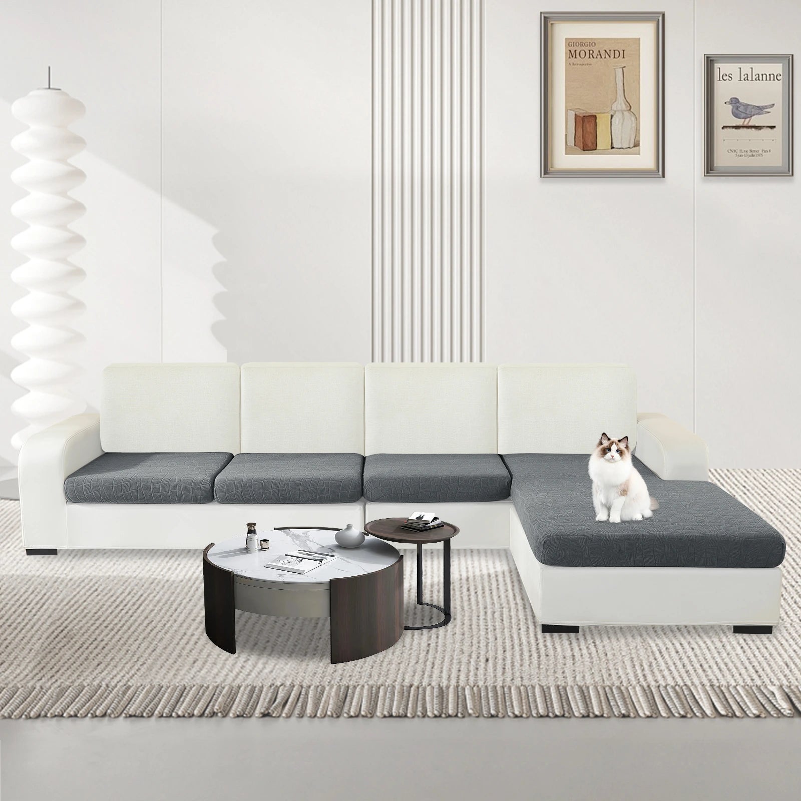 ESTILO Y-L Forma & Asiento de 3 Plazas Cubierta de Almohada Impermeable – Ajuste elástico, Antideslizante, Elástica, Lavable, Uso Universal-Onda