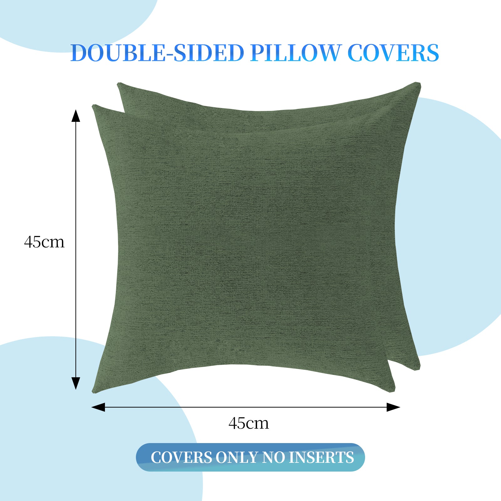 Ystyle 2 Pieces Linen Cushion Covers 45 x 45 cm, Decorative Sofa Cushion Covers, Invisible Zipper, Modern, Comfortable Sturdy, for Living Room, Bedroom