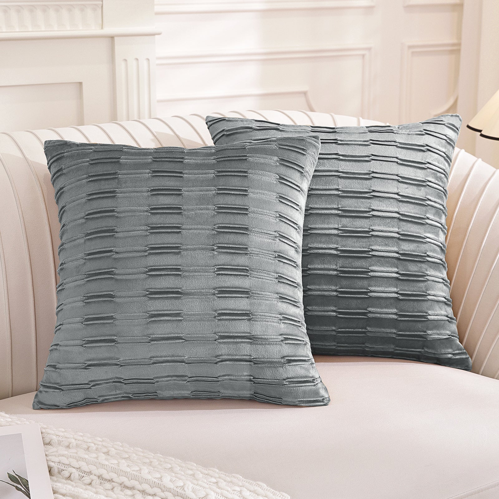 Ystyle Sofa Cushion Covers 50 x 50 cm Set of 2 Soft Velvet Sofa Cushion Covers Modern Bedroom Sofa Bed Invisible Zipper Washable Elegant Durable