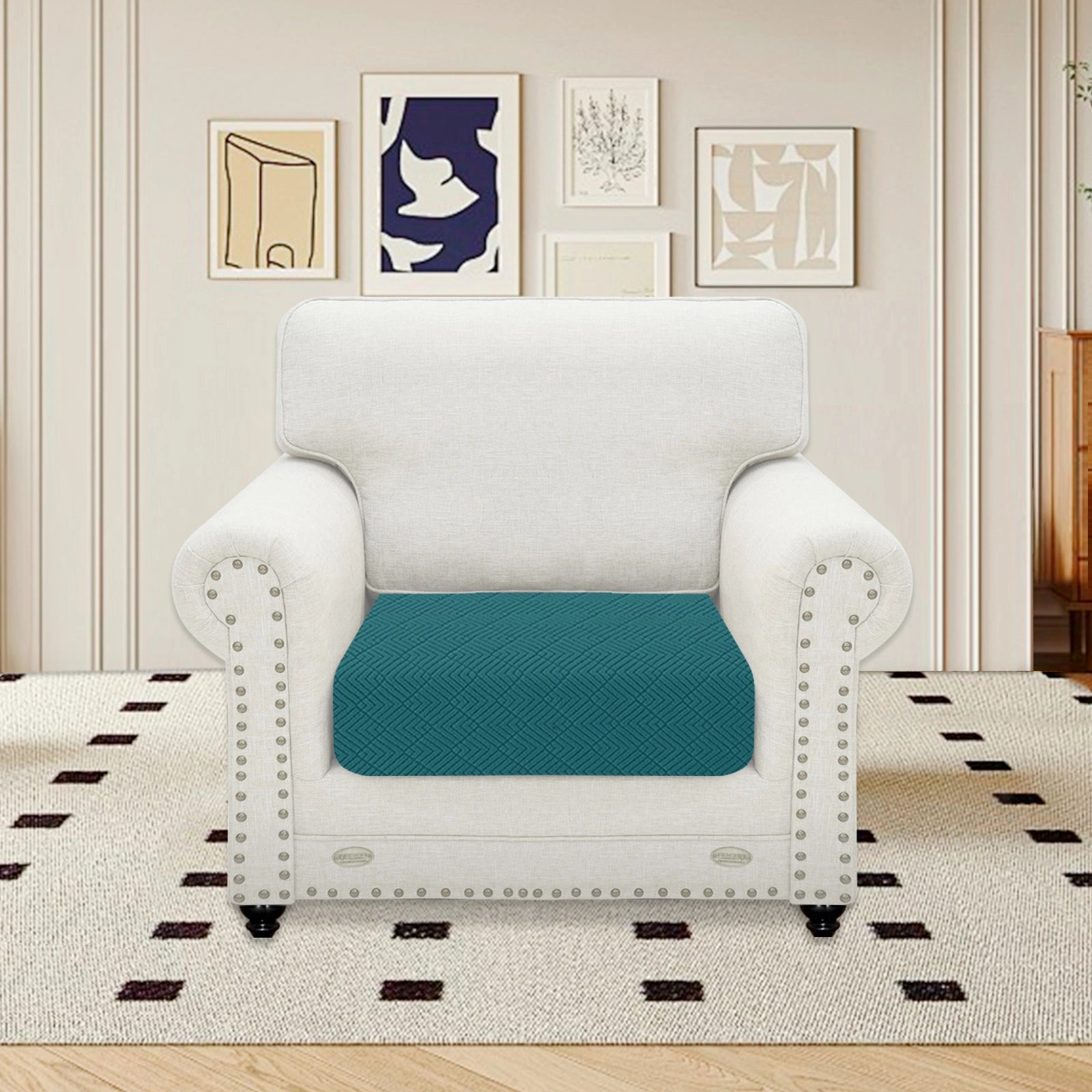 YSYLE 1 Pieza Cubierta de Almohada para Sofá – Ajuste Elástico, Uso Universal, Antideslizante, Resistente a Arañazos, Diseño Geométrico-Romboide