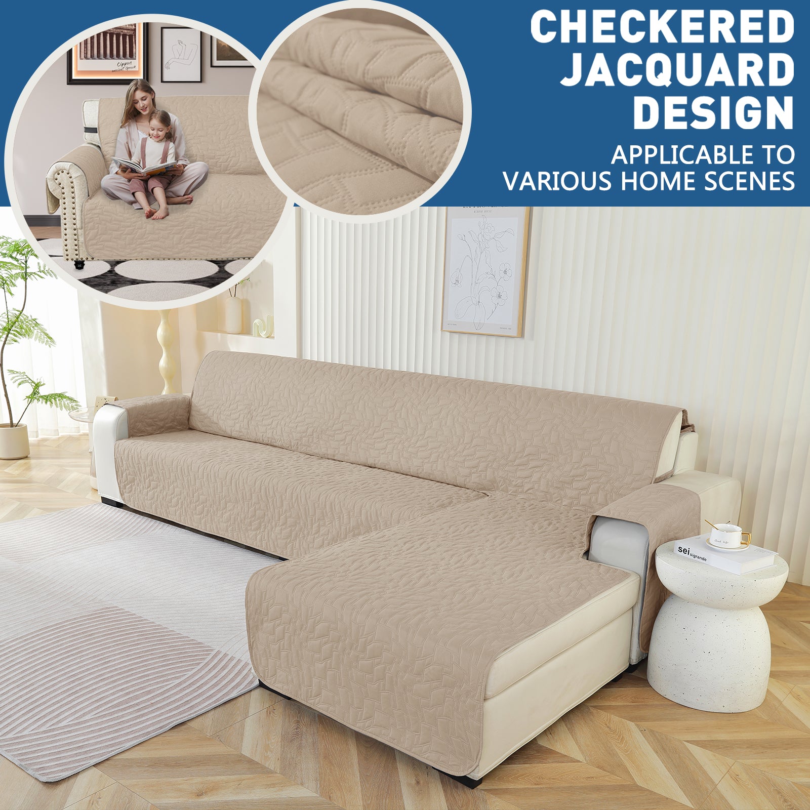 Copertura Impermeabile Reversibile per Divano Angolare a 4 Posti Penisola | YSTYLE