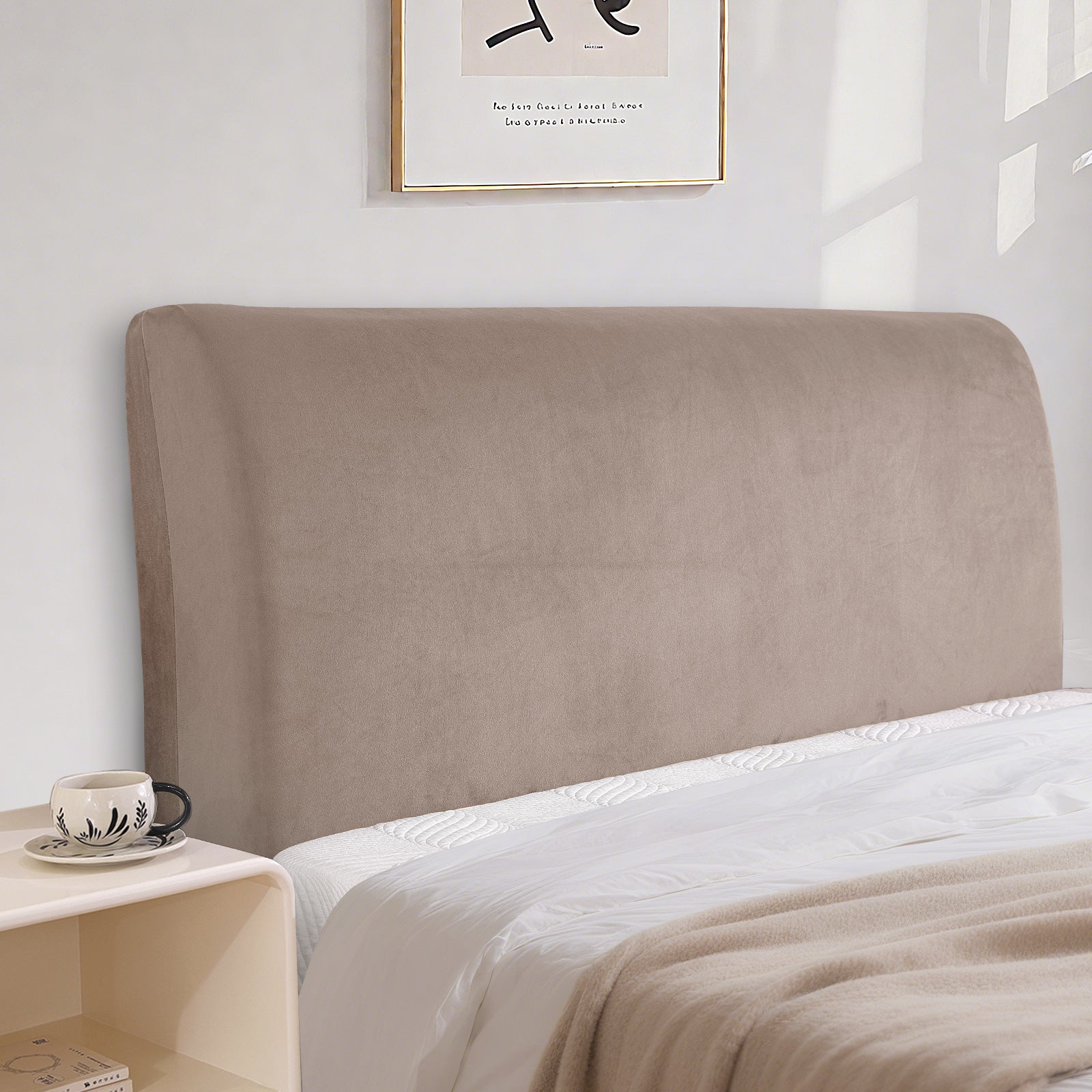 Ystyle 180cm Velvet Headboard Cover, Elastic Slipcover for Bed Headboard, Solid Color Washable Headboard Protector for Single/Double Beds