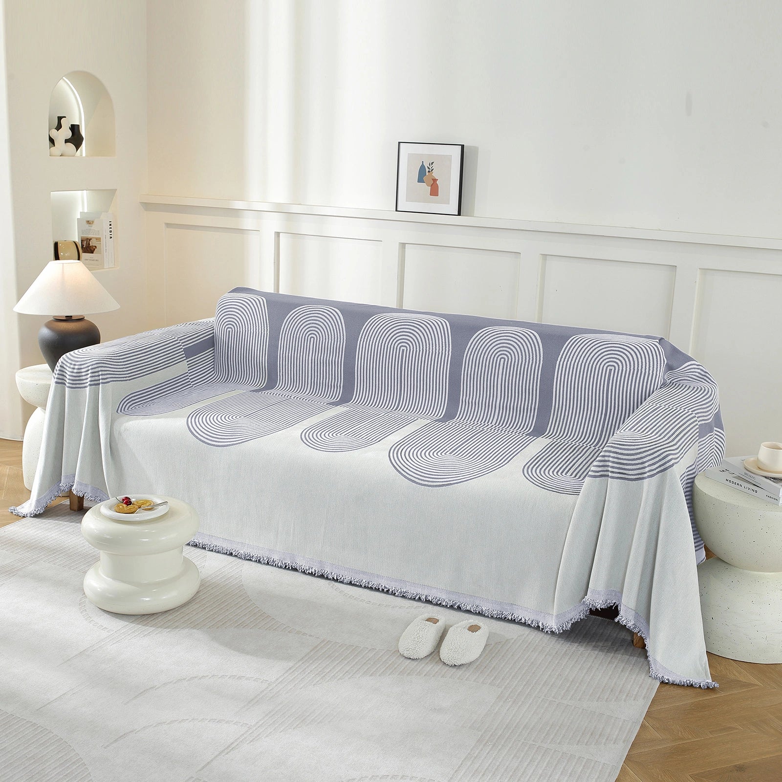 Manta de sofá de 3 asientos YSTYLE, anti-polvo, fácil de cuidar, lanzamiento decorativo, semicircular. 