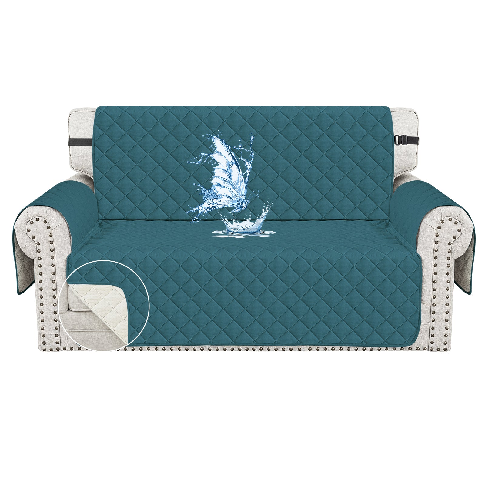 Ystyle Waterproof 2 Seater Sofa Cover with Armrests Anti-Slip